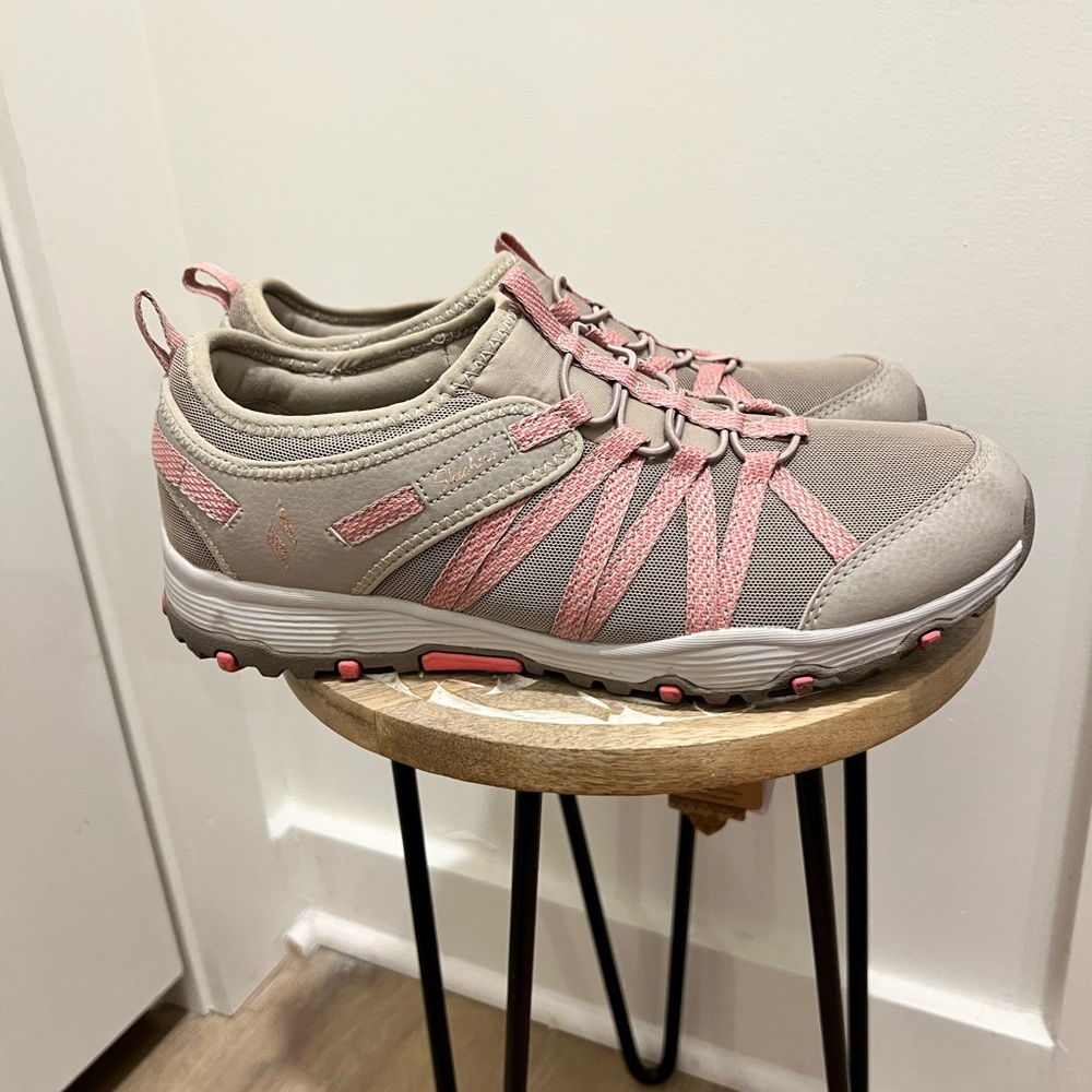 Skechers Seager-Hiker Tapanga Memory Foam Beige and Pink Athletic Shoes